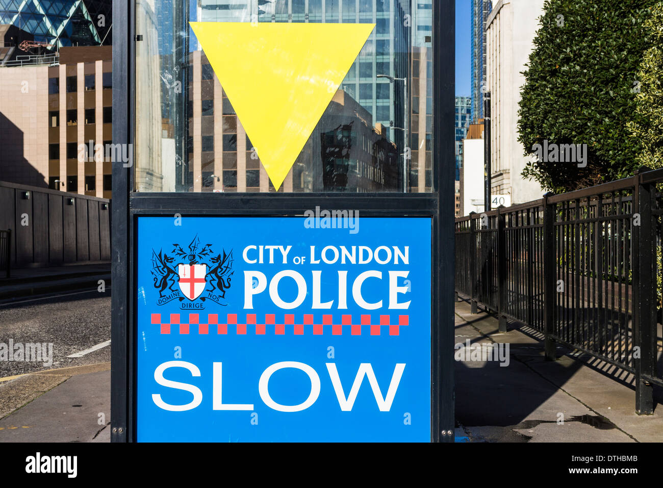 Police security checkpoint at the entrance to the City of London Stock