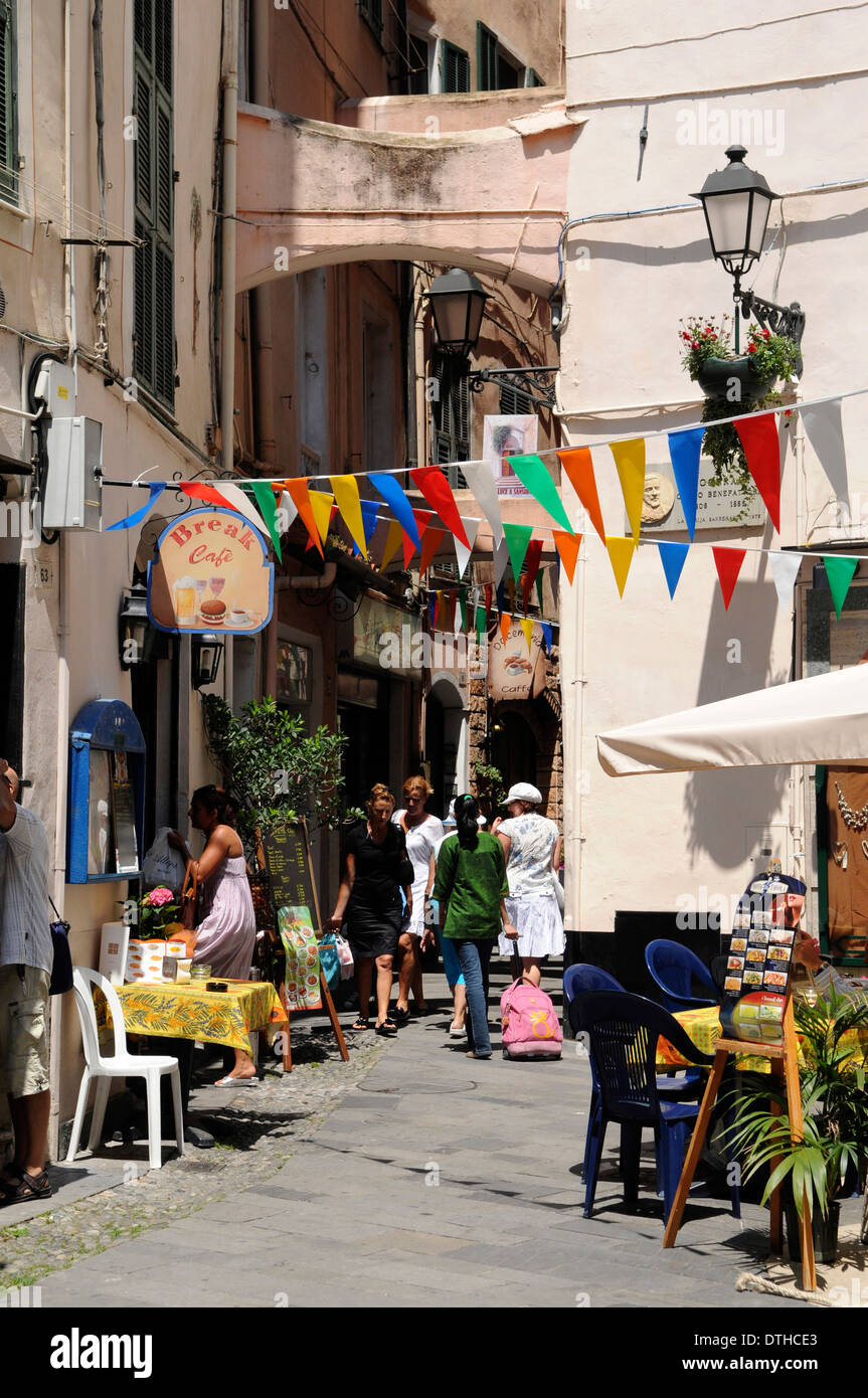 Via Corradi, glimpse of the historic center of Sanremo Stock Photo