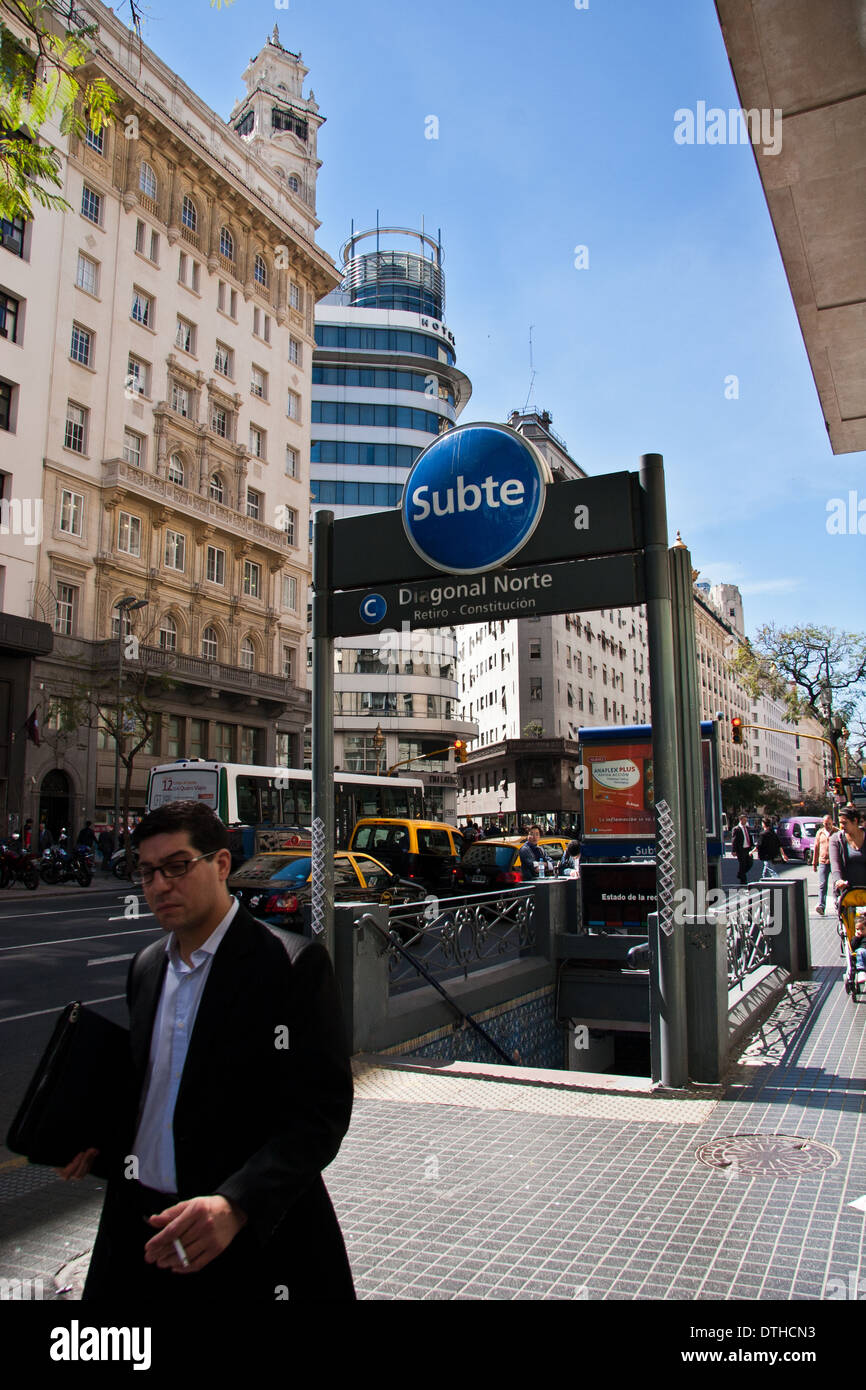 Buenos Aires street scene, Diagonal Norte subway station Stock Photo