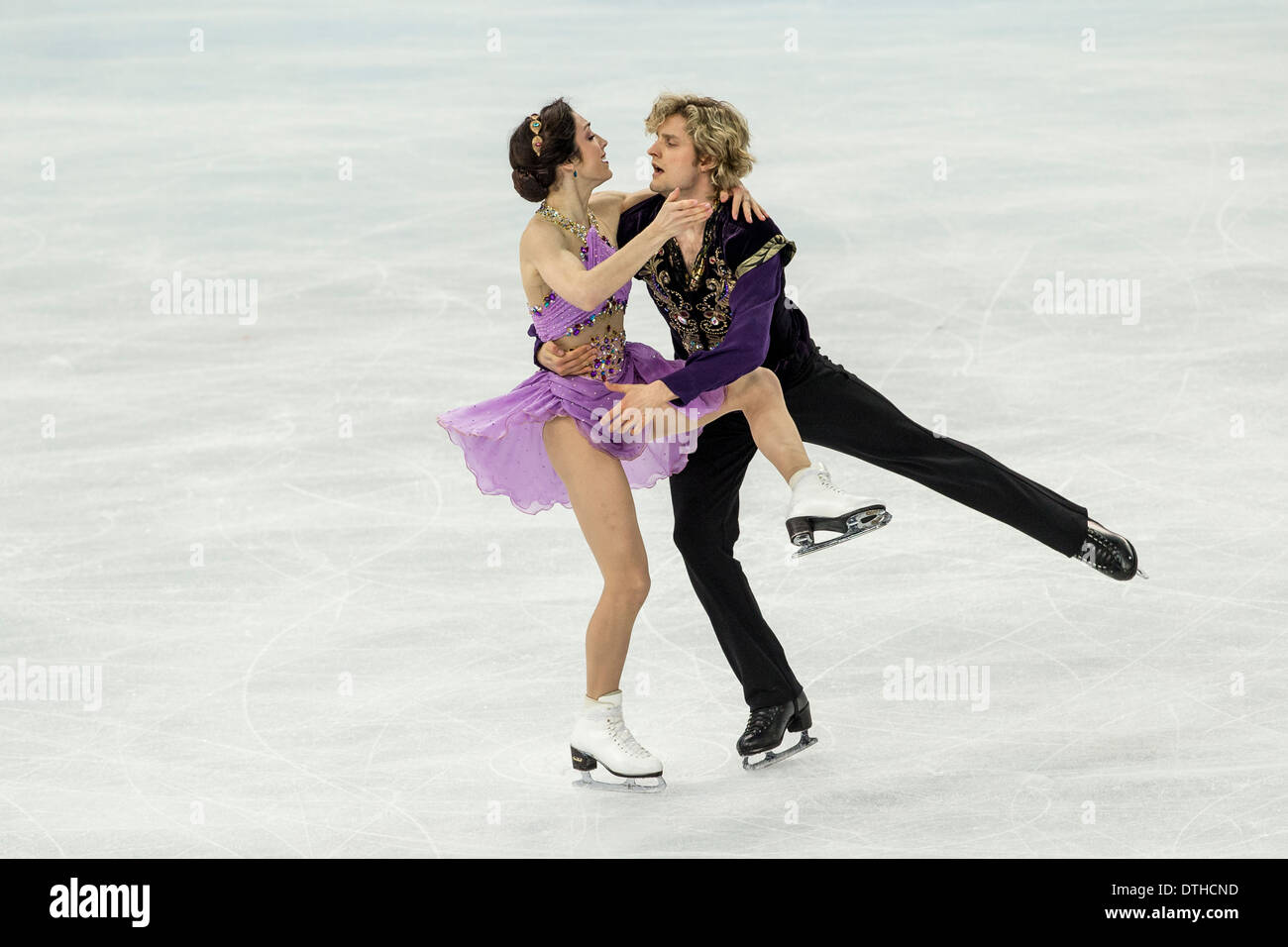 Meryl Davis and Charlie White (USA) performing in the free dance to win the first ever gold medal for the USA in Ice Dance Stock Photo