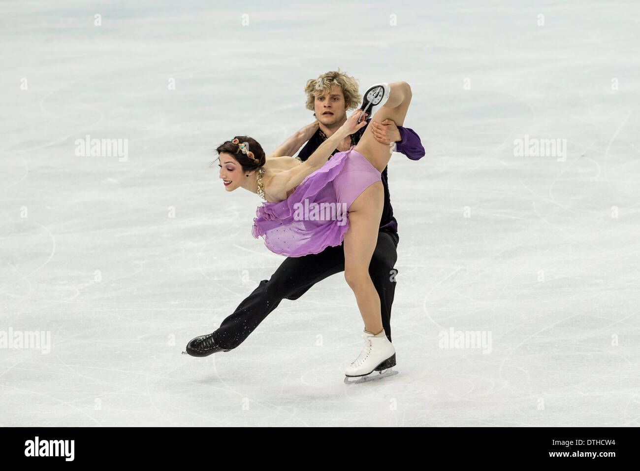 Meryl Davis and Charlie White (USA) performing in the free dance to win the first ever gold medal for the USA in Ice Dance Stock Photo