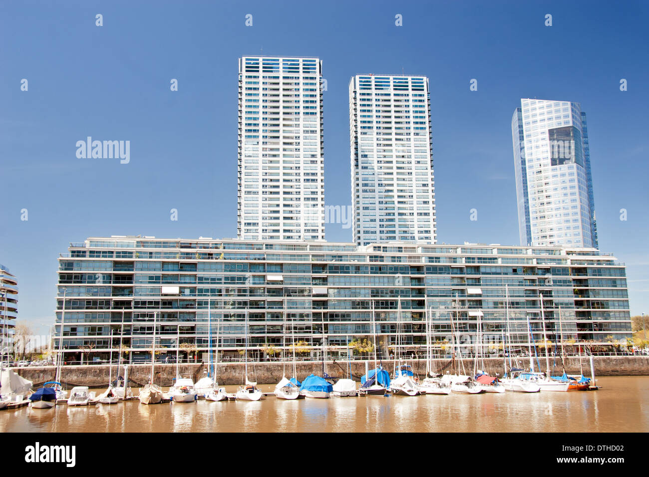 Apartment block and harbor in Puerto Madero, Buenos Aires Stock Photo