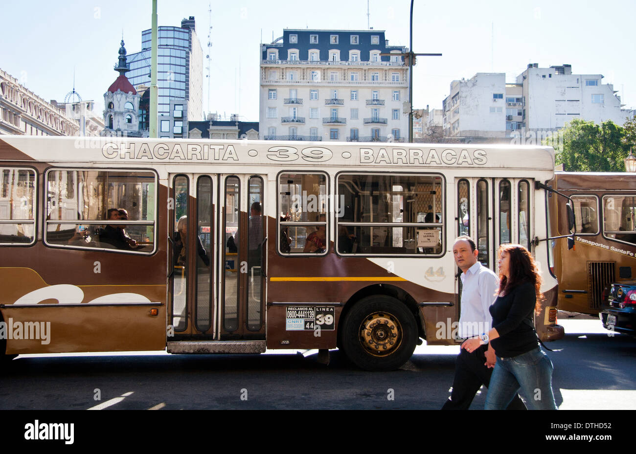Buenos Aires street scene, Bus or Colectivo Stock Photo