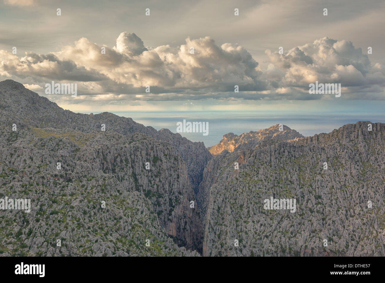 Torrent de Pareis canyon, s'Entreforc area. Tramuntana mountains. Escorca area, Balearic islands, Spain Stock Photo