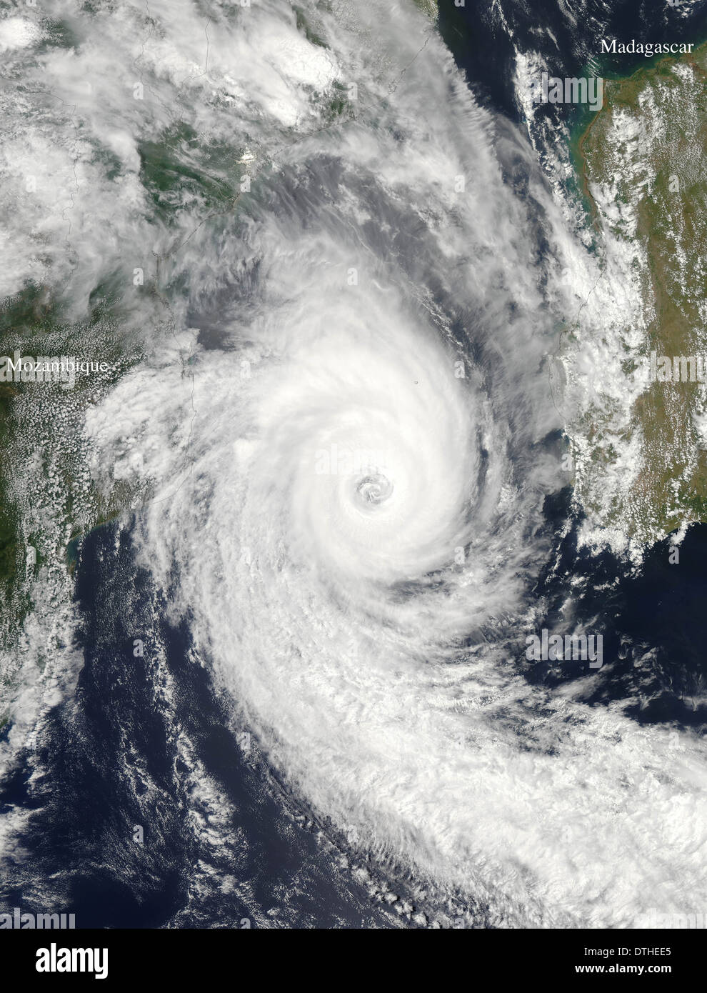 Cyclone Funso over Mozambique in 2012 Stock Photo