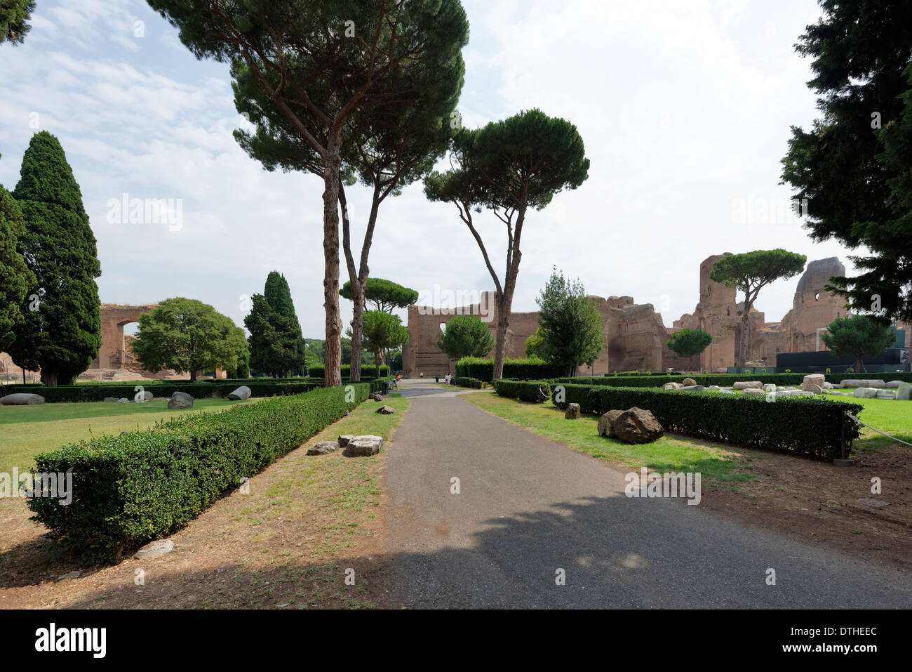 Buildings ruins Baths Caracalla Rome Italy Baths Caracalla (Terme di Caracalla) ancient Roman Public Stock Photo