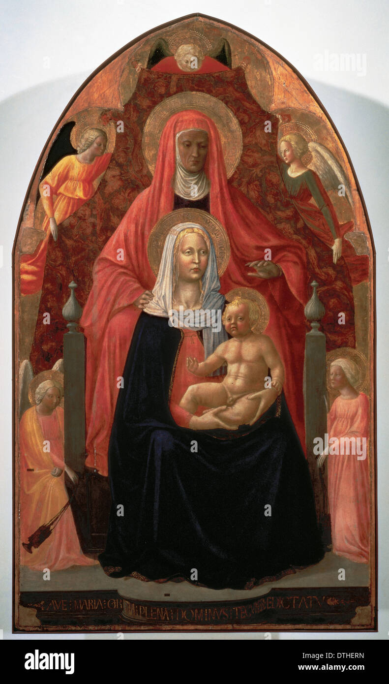 Masaccio (1401-1428). The Madonna and Child with St. Anne, Probably in collaboration with Masolino da Panicale. Stock Photo