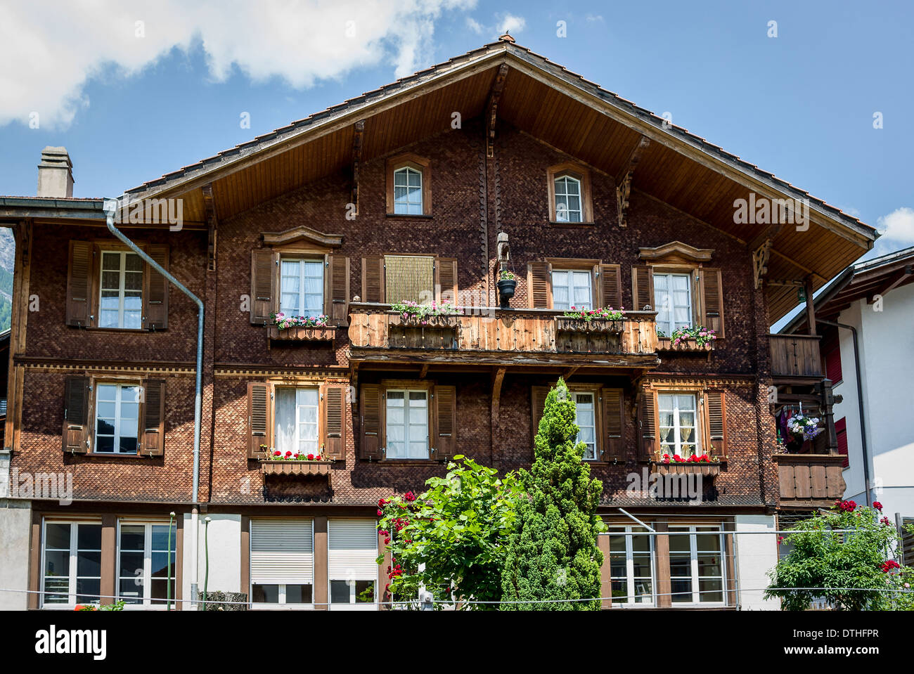 Swiss apartments in Brienz Bernese Oberland Switzerland Stock Photo