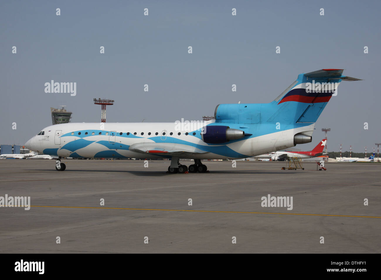 Private business jet aircraft at Moscow SVO airport Stock Photo