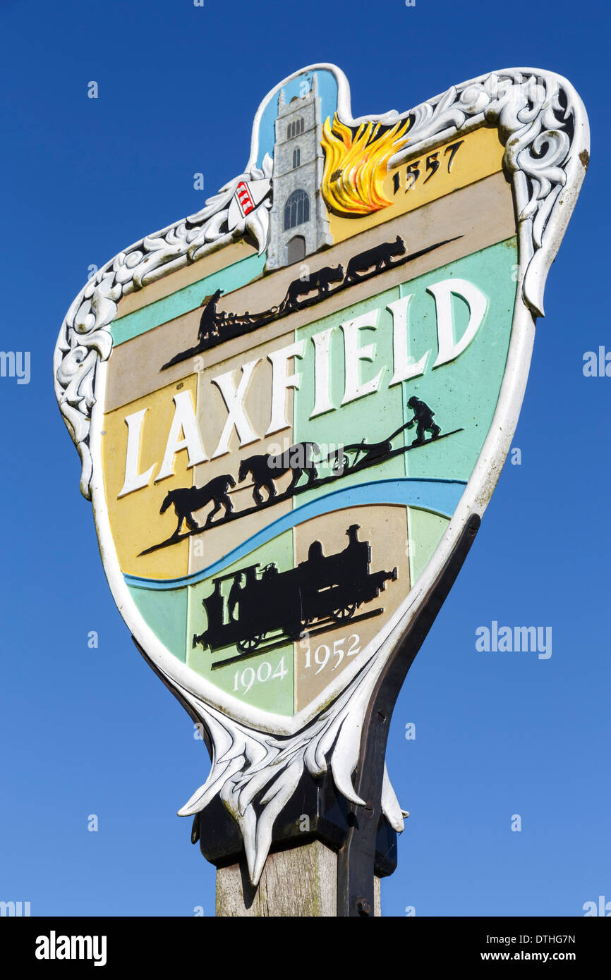 laxfield village sign suffolk england Stock Photo