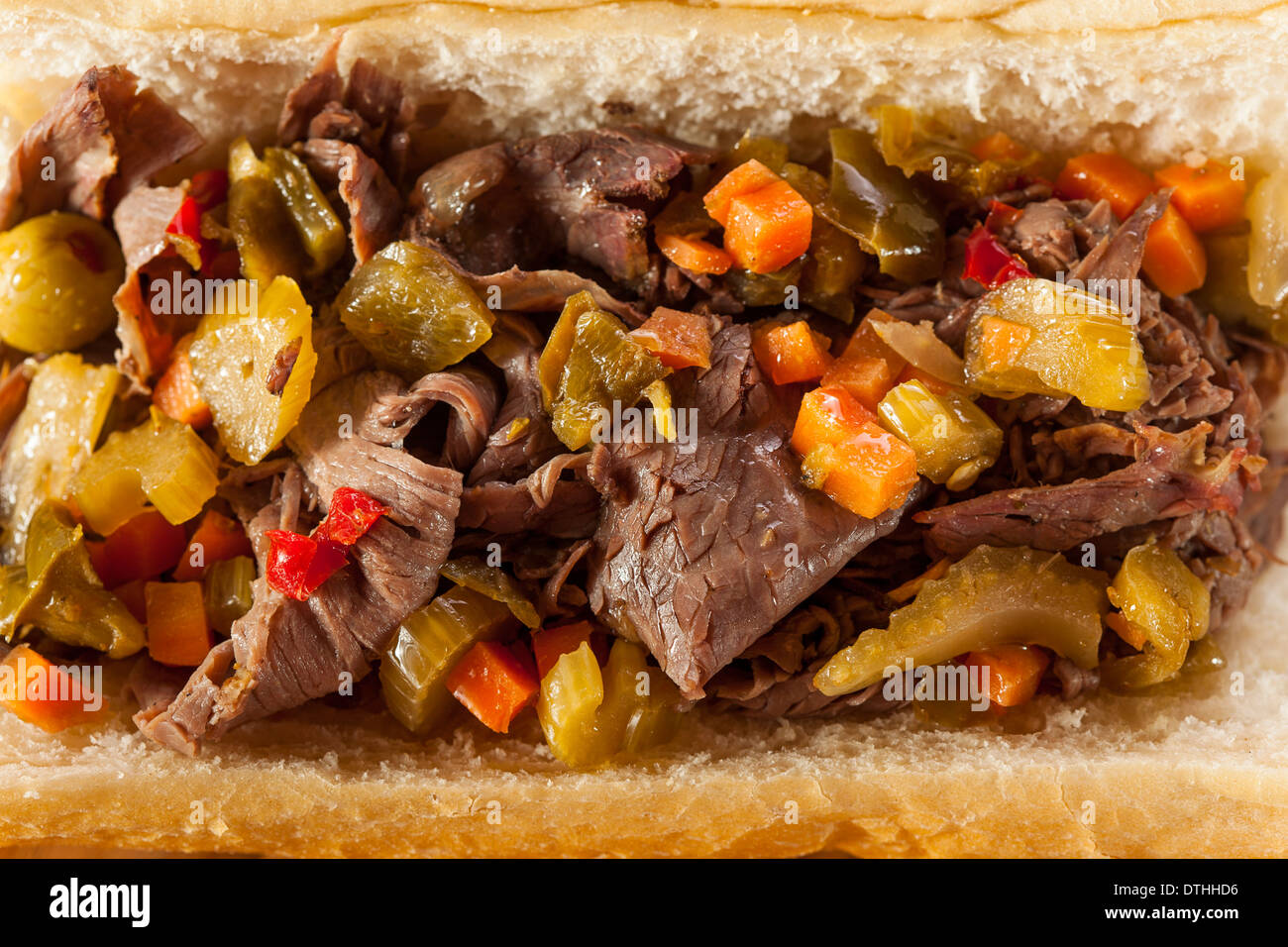 Hearty Italian Beef Sandwich with Hot Giadanarra Peppers Stock Photo Alamy