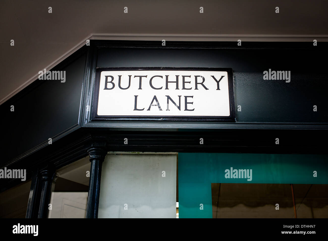 Sign identifying  BUTCHERY LANE in Canterbury  Kent UK Stock Photo