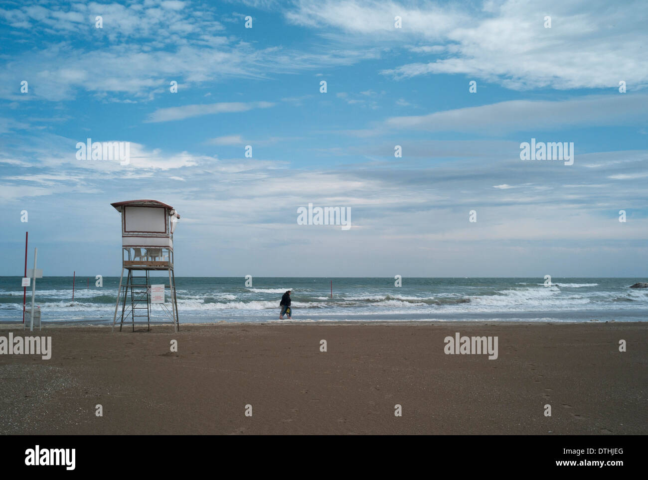 Venice, Lido,Italy,lifeguard, hut,beach,sea Stock Photo