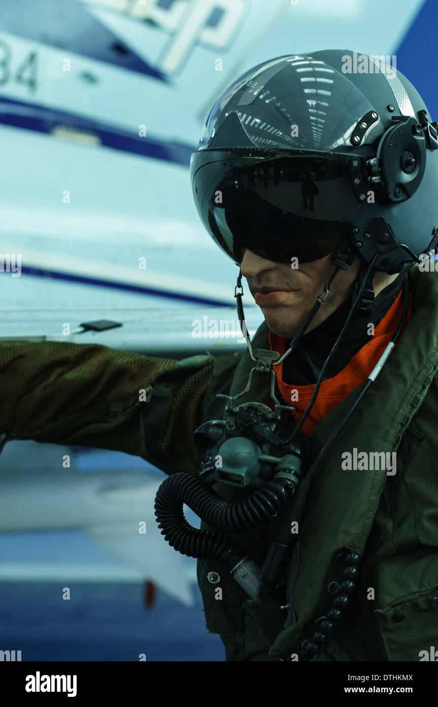 Fighter Pilot Uniform and Helmet Stock Photo