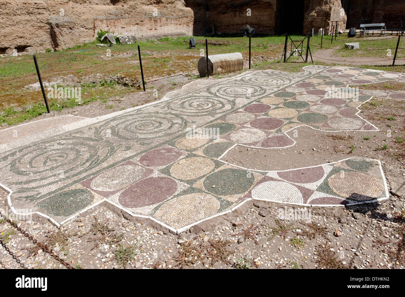 West palaestra floor mosaic Baths Caracalla Rome Italy Baths Caracalla (Terme di Caracalla) ancient Roman Stock Photo