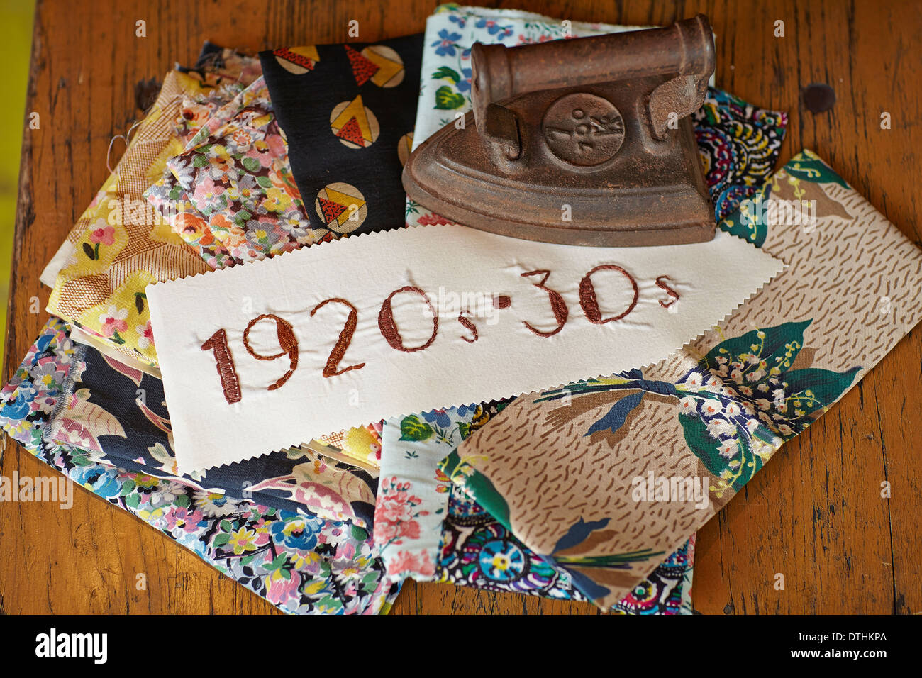 vintage fabrics different decades Stock Photo - Alamy