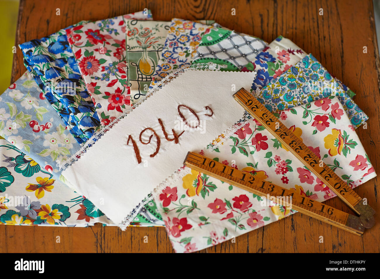 vintage fabrics different decades Stock Photo - Alamy