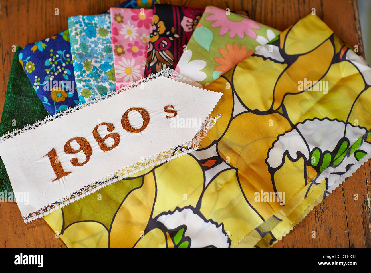 vintage fabrics different decades Stock Photo - Alamy