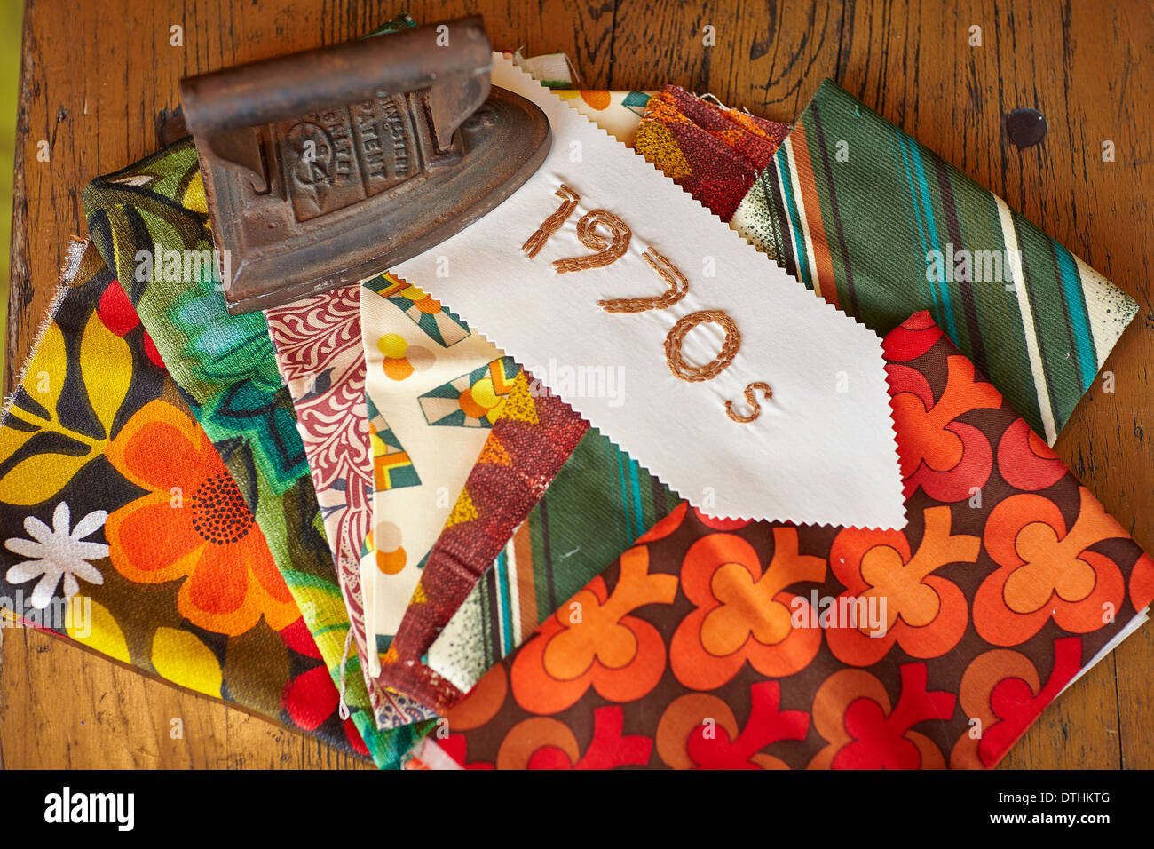 vintage fabrics different decades Stock Photo - Alamy
