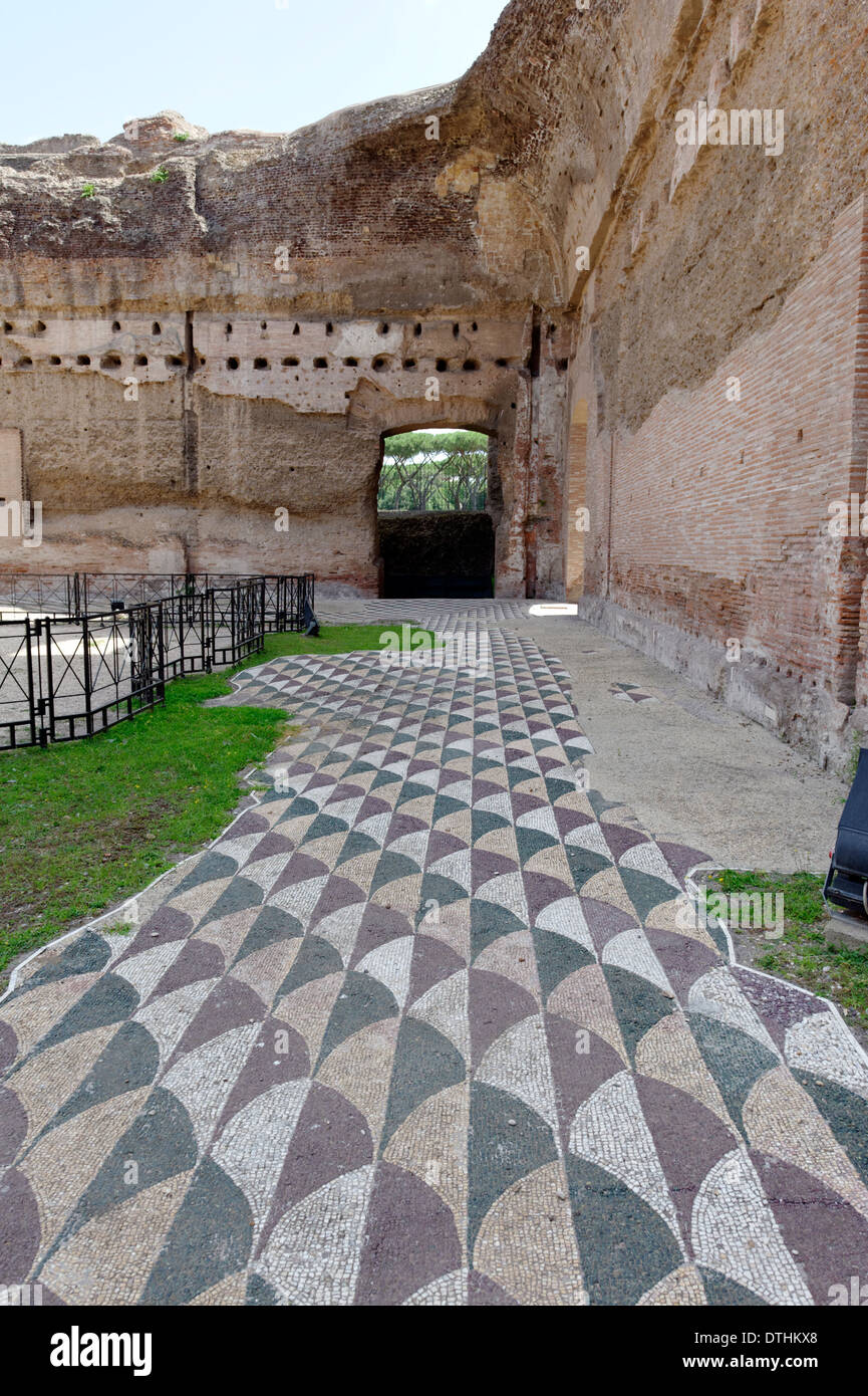 West palaestra floor mosaic Baths Caracalla Rome Italy Baths Caracalla (Terme di Caracalla) ancient Roman Stock Photo