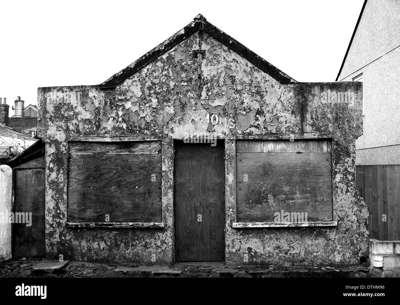 an old closed down corner shop in cornwall, uk Stock Photo
