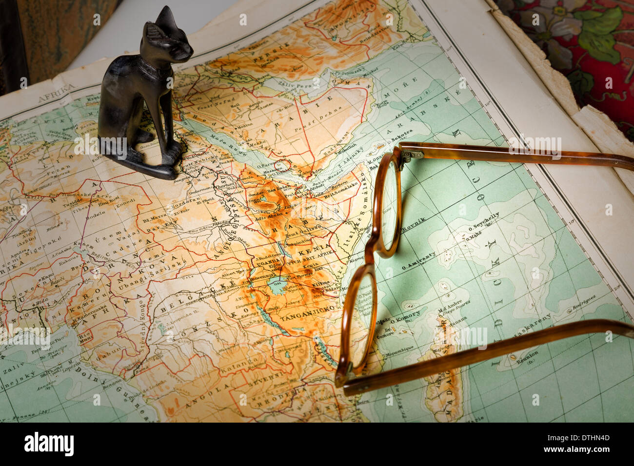 Old maps are large and interesting source of knowledge Stock Photo