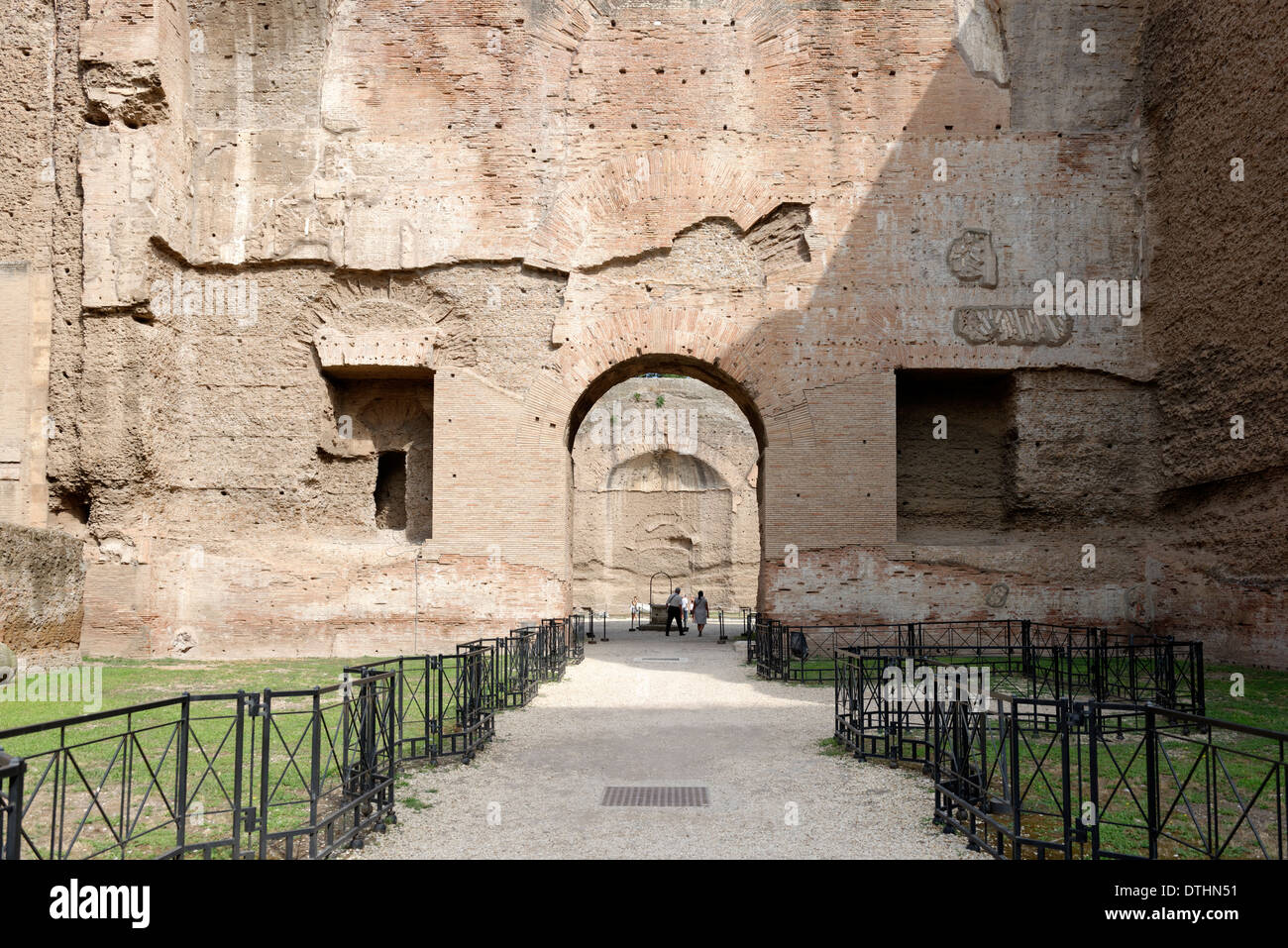View towards entrance western Palaestra from frigidarium central hall Baths Caracalla Rome Italy The Stock Photo