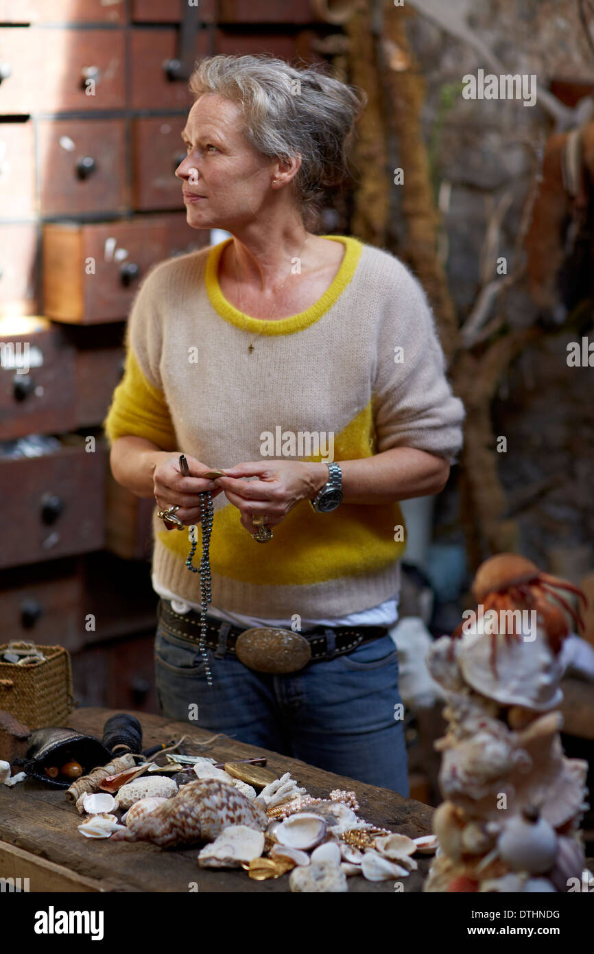 Liddie Holt artist of decorative domes in her home Stock Photo - Alamy