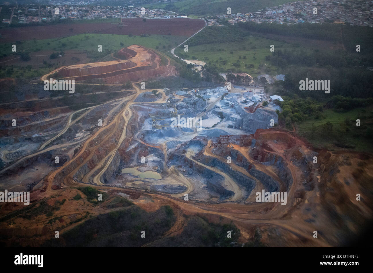 Mining area  outskirts of Belo Horizonte city,capital of Minas Gerais State Brazil Extraction of granite and limestone in quarry Stock Photo