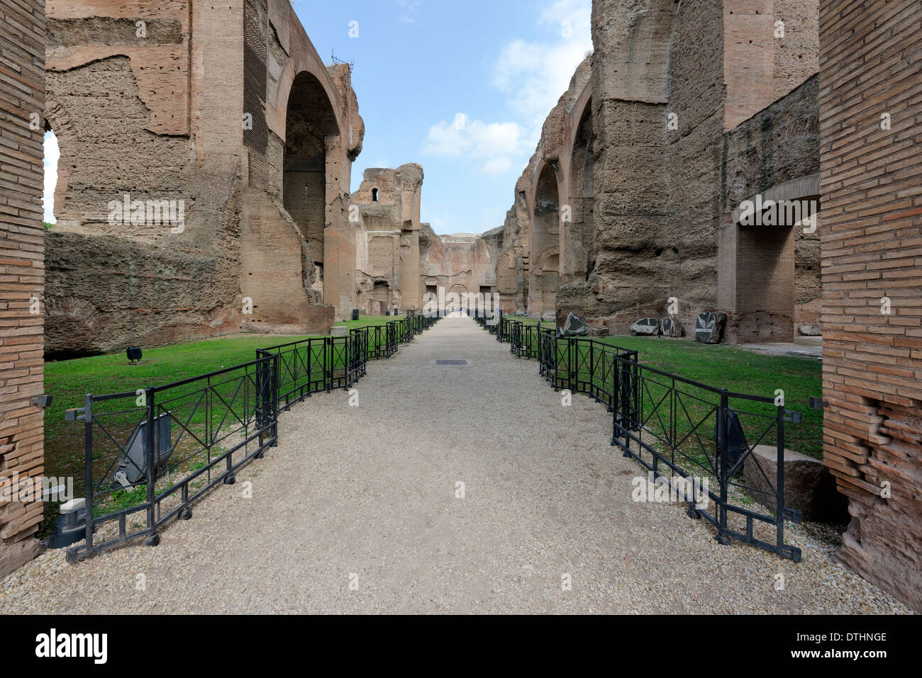 Looking west vast frigidarium central hall Baths Caracalla Rome Italy Baths Caracalla (Terme di Stock Photo