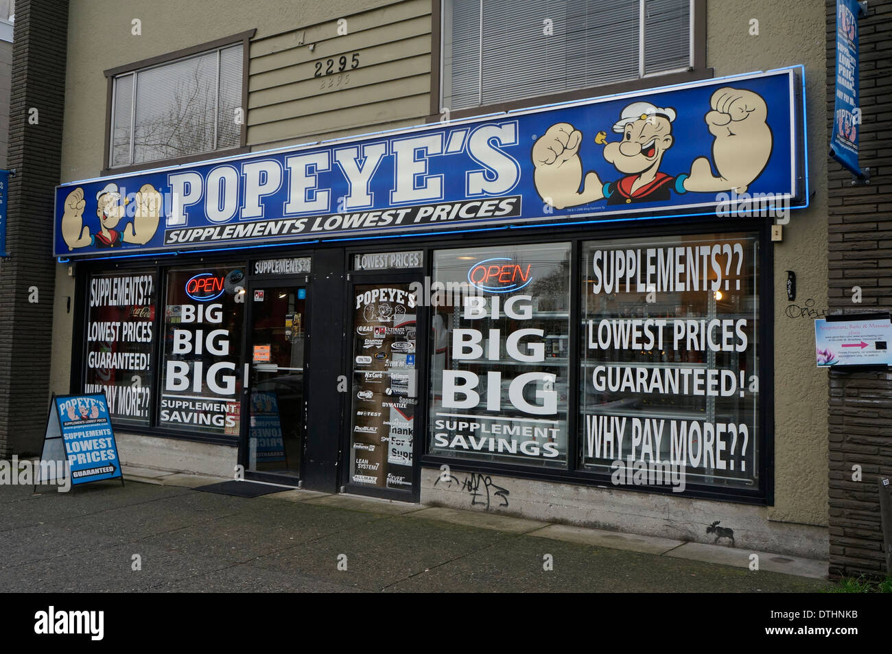 Popeye's vitamin and supplement store, Vancouver, BC, Canada Stock Photo