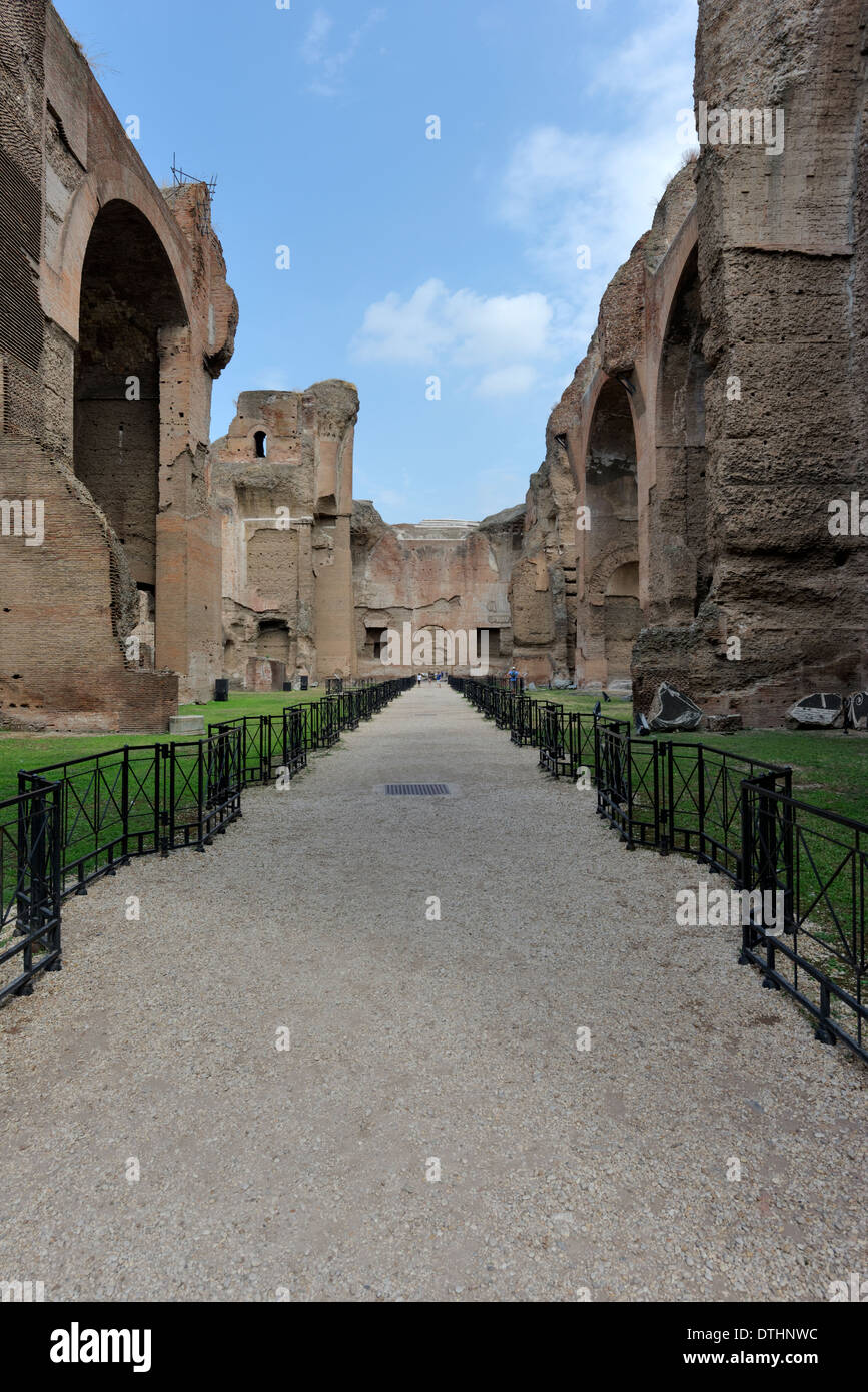 Looking west vast frigidarium central hall Baths Caracalla Rome Italy Baths Caracalla (Terme di Stock Photo