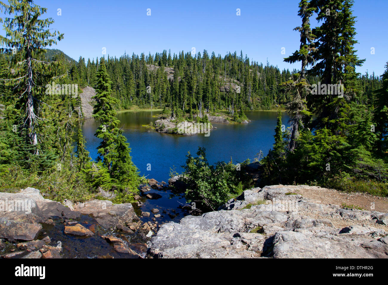 Lake Beautiful at the Forbidden Plateau, Strathcona Park, Vancouver Island, BC, Canada in September Stock Photo