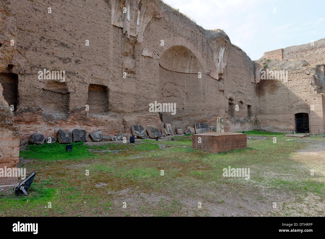 Eastern palaestra exedra Baths Caracalla Rome Italy Baths Caracalla (Terme di Caracalla) ancient Roman Public Stock Photo