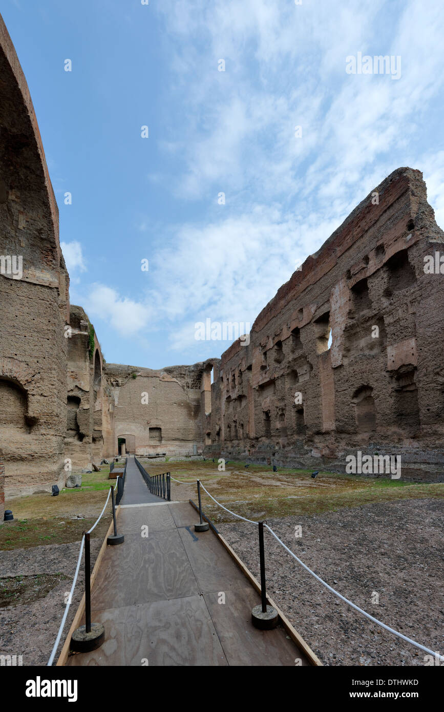 The open-air one metre deep Olympic sized Natatorium or swimming pool at north end Baths Caracalla Rome Italy Baths Stock Photo