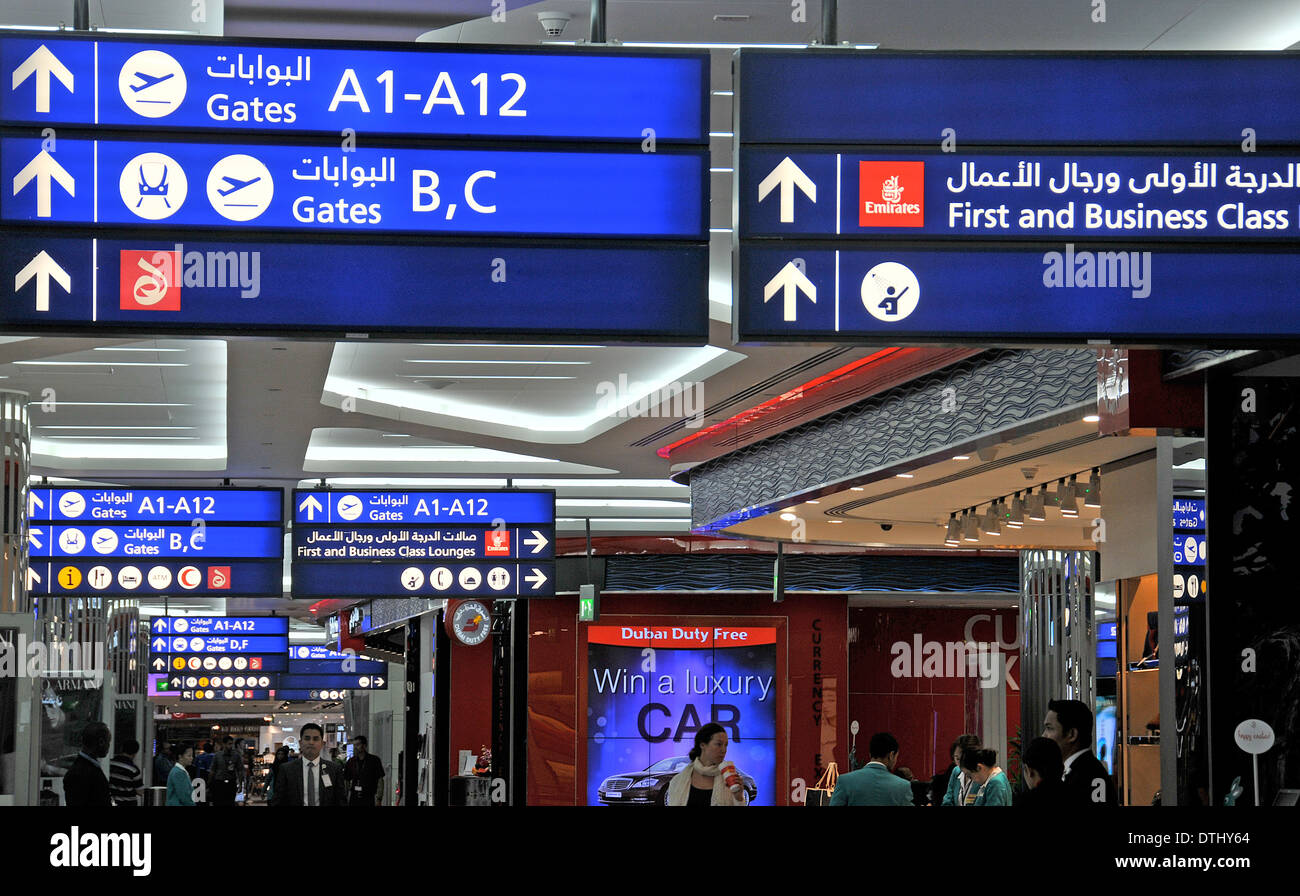 informations sign, Dubai International airport, United Arab Emirates Stock Photo