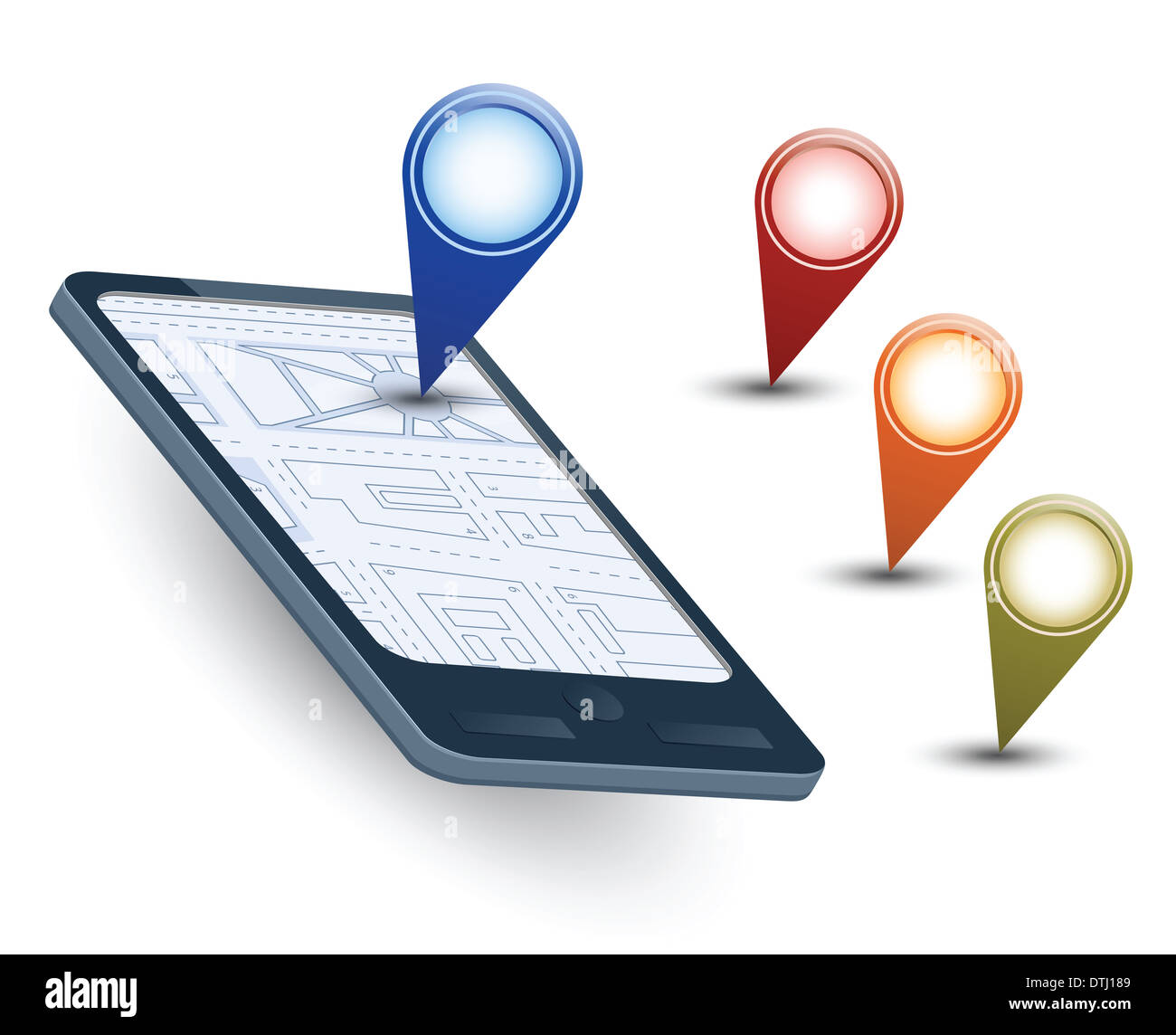 A isometric view of a mobile phone with navigation map Stock Photo - Alamy