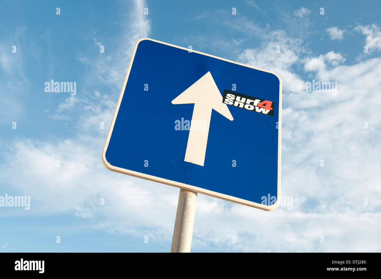 straight on direction road sign Stock Photo