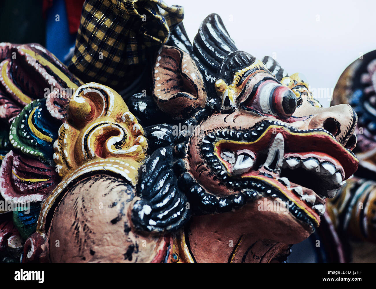 Detail of costume during a performance of a Barong show (Ramayana story, traditional dances and music), Bali, Indonesia Stock Photo