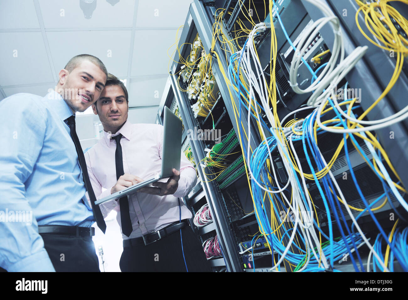 it enineers in network server room Stock Photo