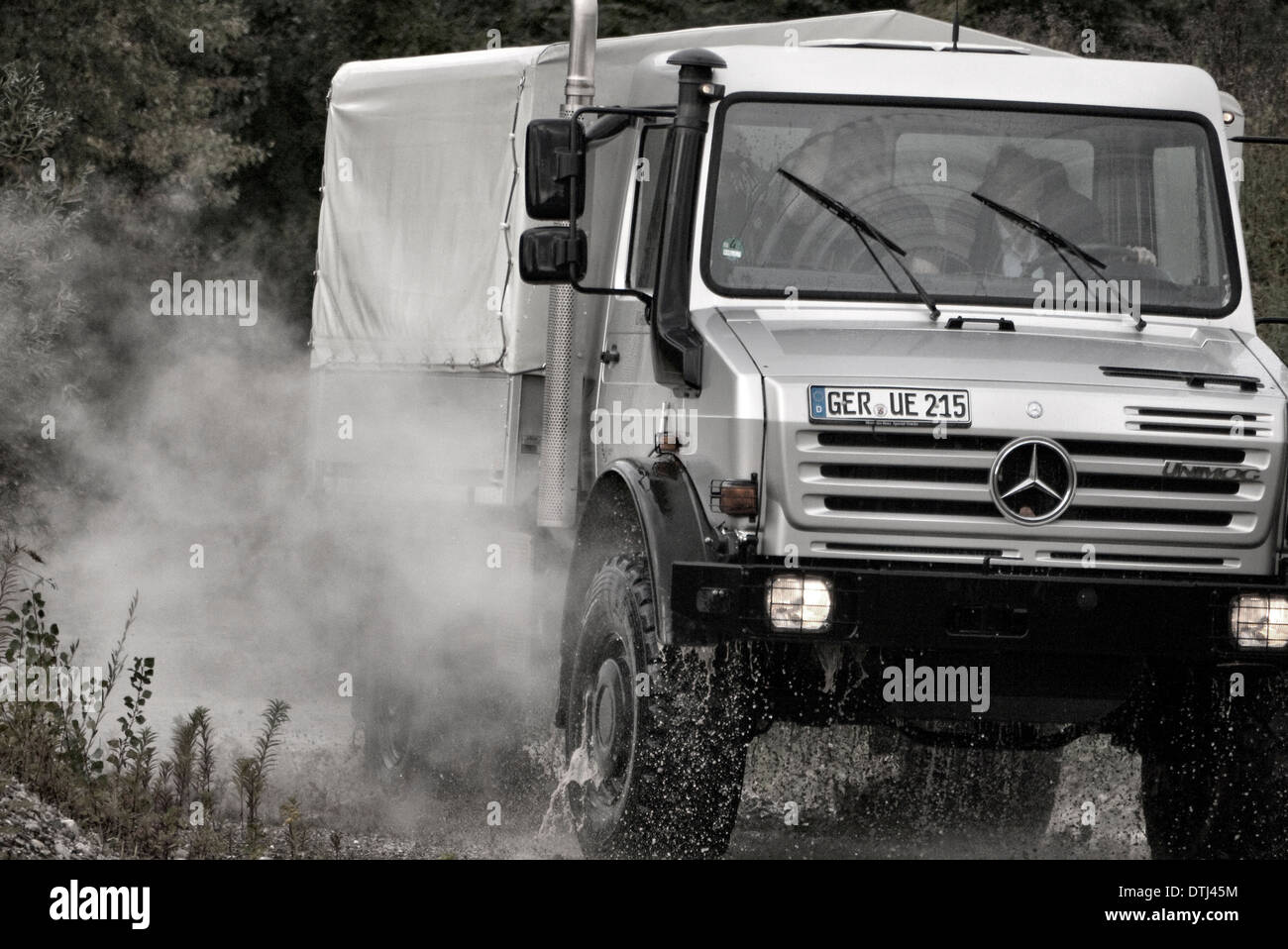 Mercedes-Benz Unimog on test track at the Factory in Worth Germany Stock Photo