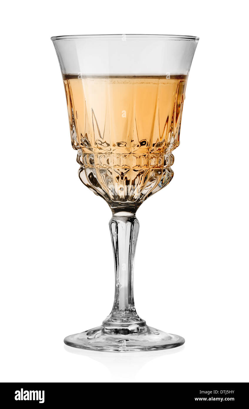 Glass of white wine isolated on white background Stock Photo