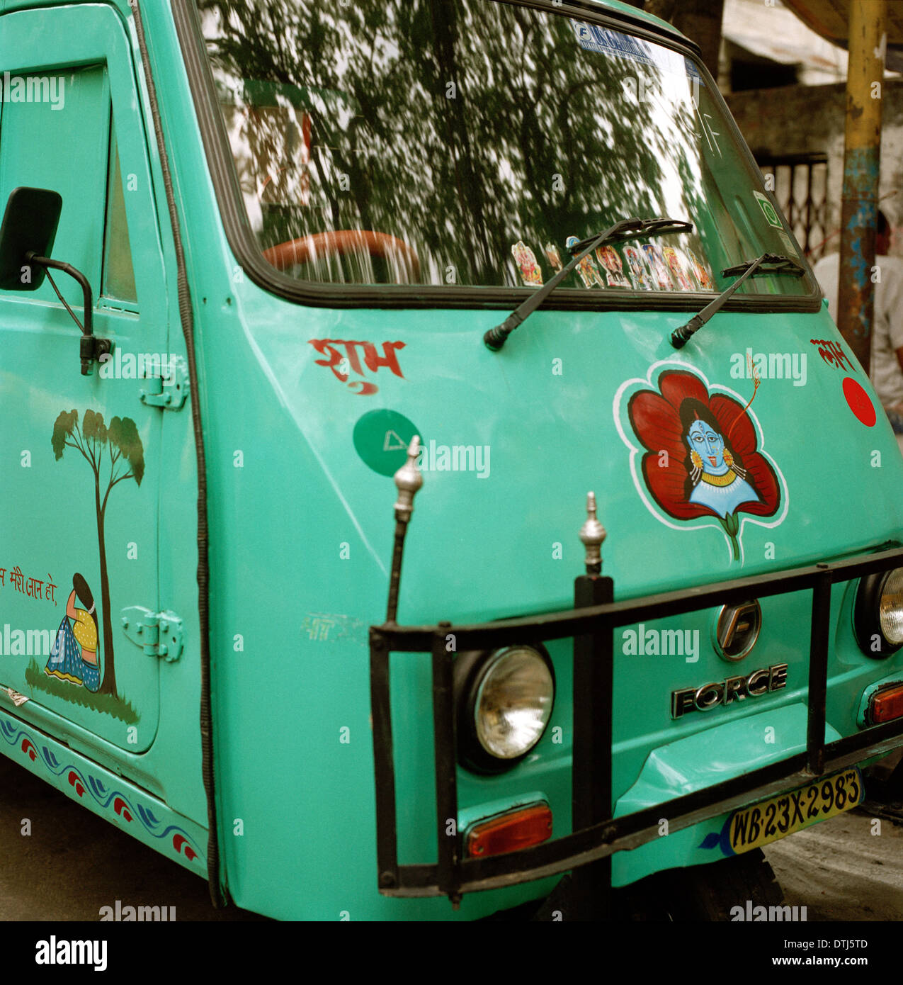 Documentary Photography - Eccentric car in Calcutta Kolkata in West Bengal in India South Asia. Art Bohemian Street Scene Reportage Photojournalism Stock Photo