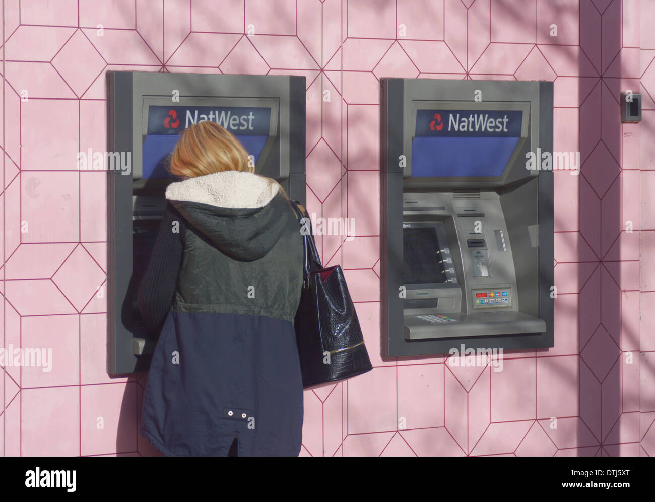 Withdrawing money from Natwest cash machines Stock Photo Alamy