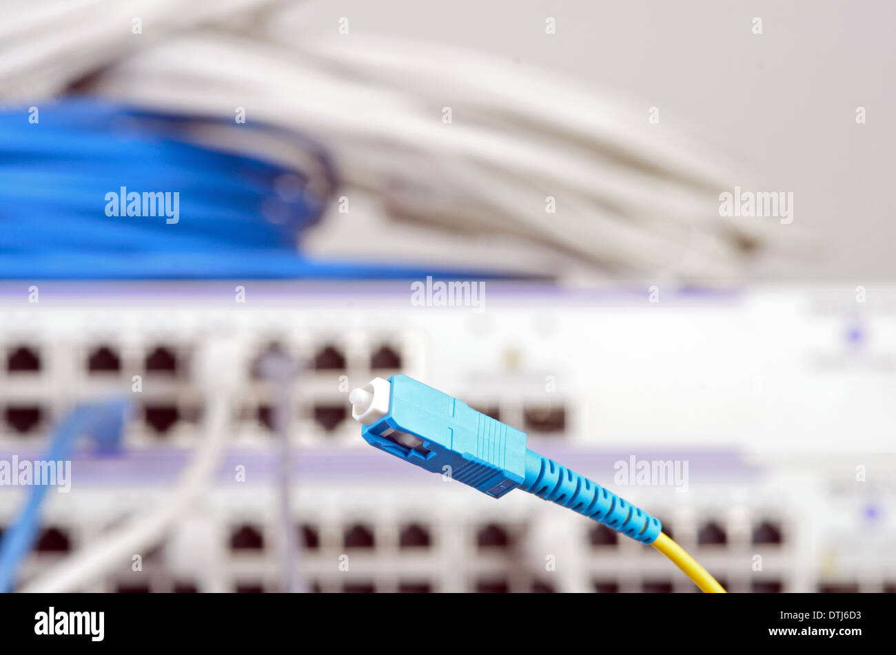 Photo of big server and wires. Stock Photo