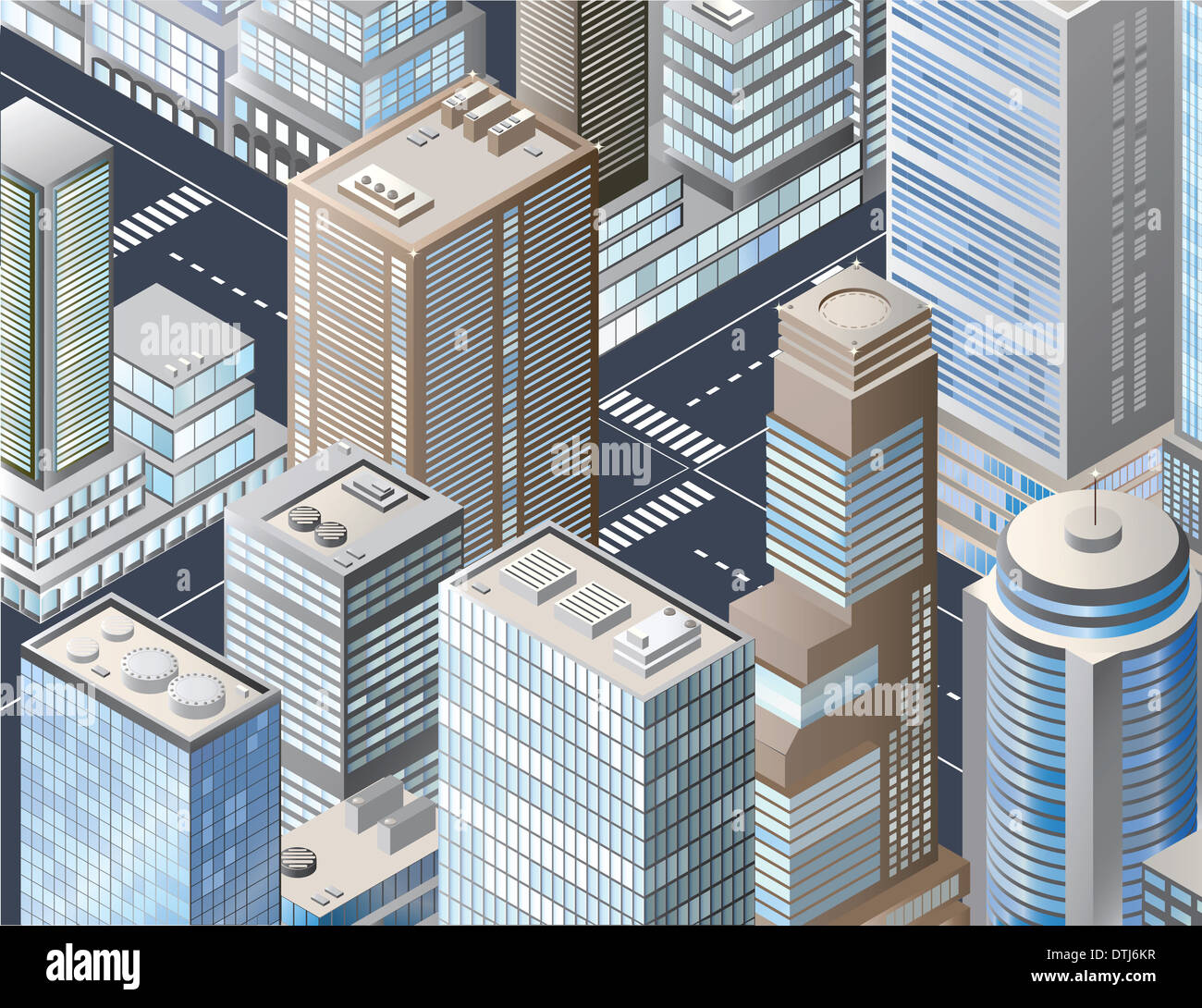 Vector isometric illustration of a city block Stock Photo - Alamy