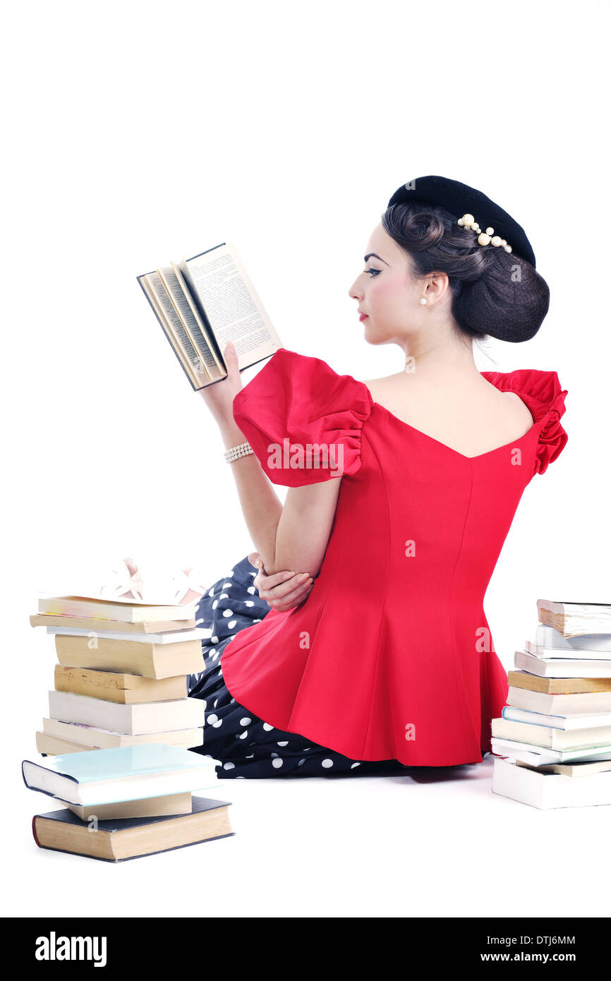 beautiful young woman read book Stock Photo