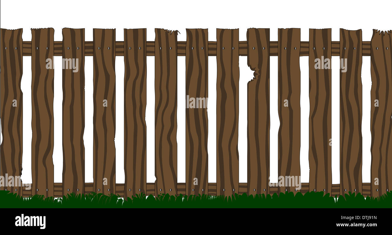 An old wooden fence isolated over a white background Stock Photo - Alamy