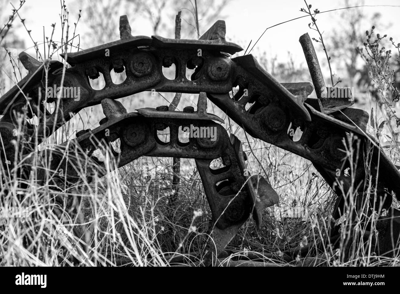 Old and abandoned farm machinery Stock Photo