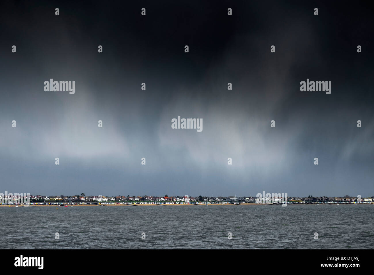 Rain clouds gathering overv Thorpe Bay in Southend Stock Photo Alamy